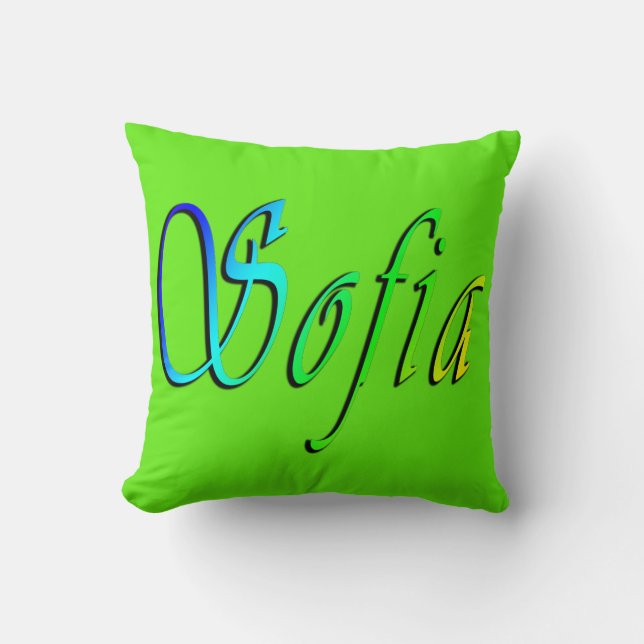 Sofia, Namn, Logotyp, Grönt Throw Cushion Kudde (Framsida)