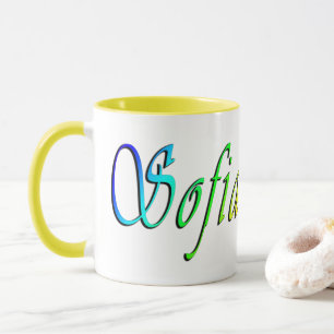 Sofia namn, mång- färgad logotyp, mugg