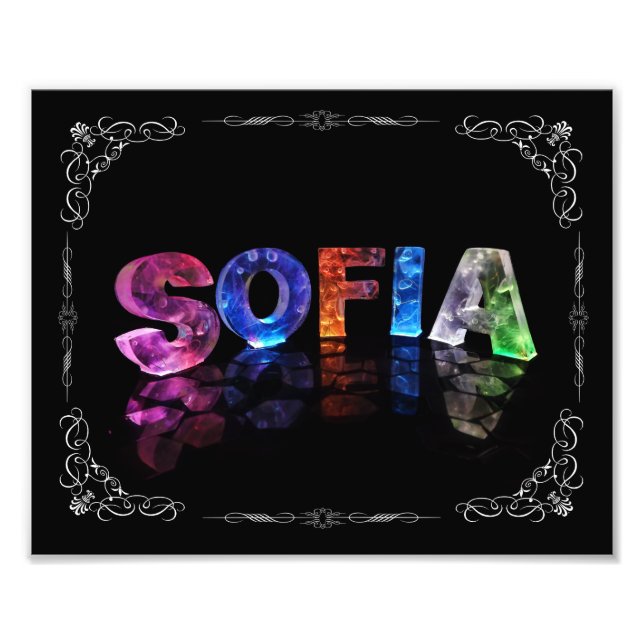 Sofia - Namn Sofia i 3D Ljus (fotografi) Fototryck (Framsidan)