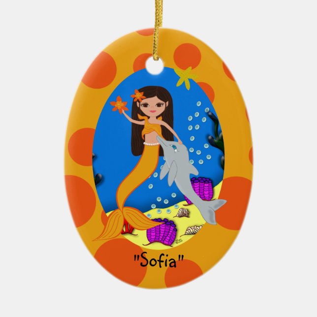 Sofia Orange Sjöjungfru Ornament (Framsidan)