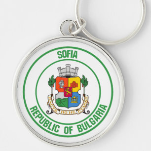 Sofia Round Emblem Rund Silverfärgad Nyckelring