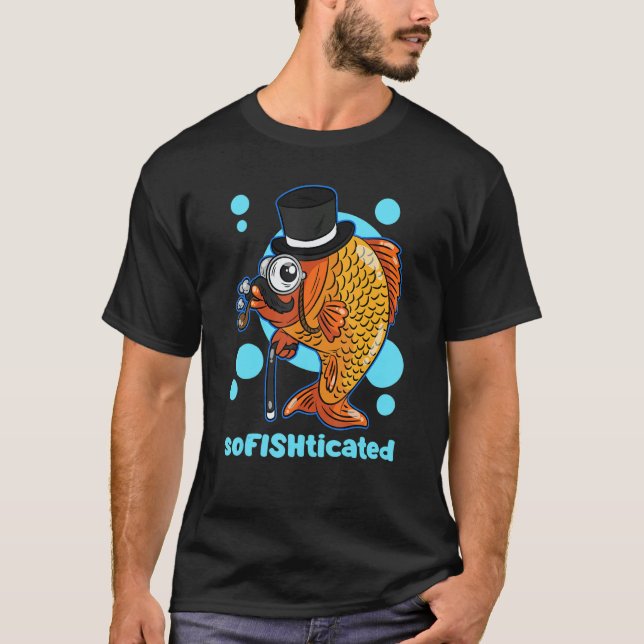 Sofishticated Gentleman Fisherman Koi Carp Top Hat T Shirt (Framsida)