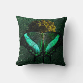 Sofisticado Esmeralda Orgânico Borboleta Arte Kudde
