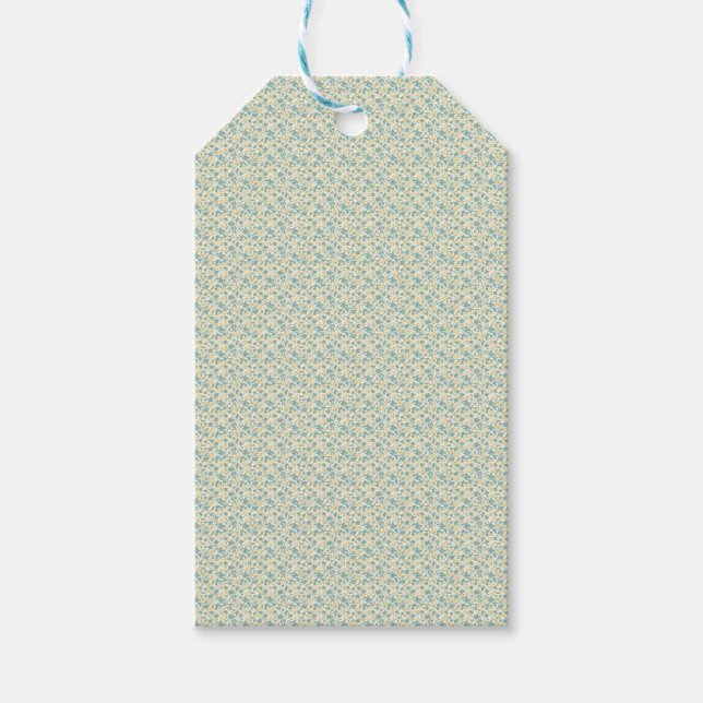Sofistikerad 1940-tals dammig teal och senapsblomm presentetikett (Framsidan)