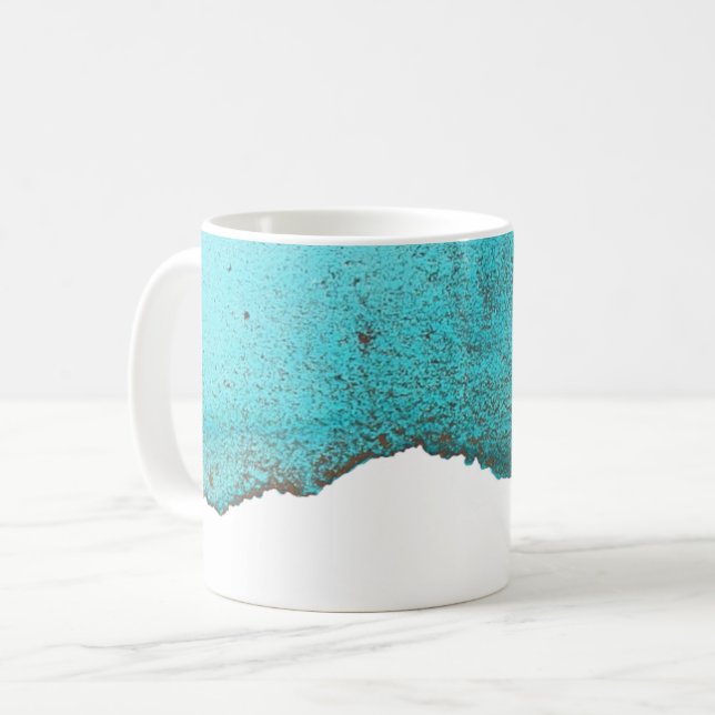 Sofistikerad Abstrakt Turquise Guld Bläck Art Kaffemugg (Framsida vänster)