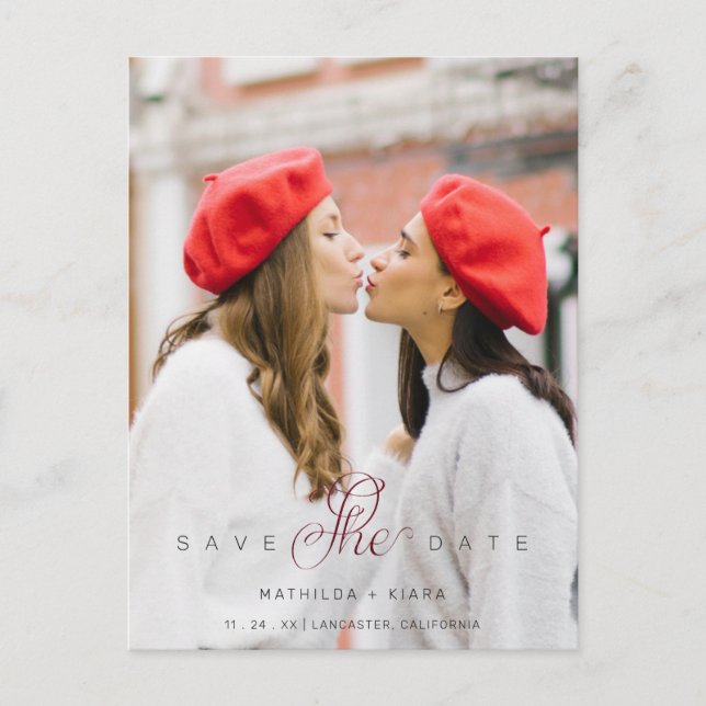 Sofistikerad Anpassningsbar Photo Couple Lesbisk G Vykort (Framsida)