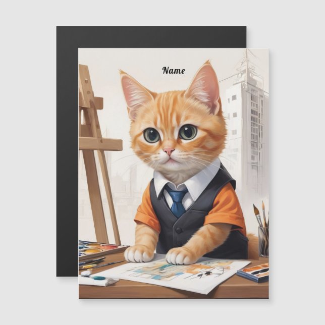 Sofistikerad arkitekt Cat Ginger Kitten Art (Fram/baksida)
