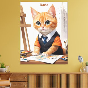 Sofistikerad arkitekt Cat Ginger Kitten Art Canvastryck