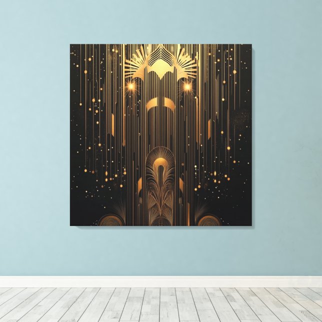 Sofistikerad Art Deco i svart och guld Canvastryck (Insitu (trägolv))