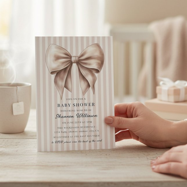 Sofistikerad baby shower-inbjudan med neutral rand inbjudningar (Skapare uppladdad)