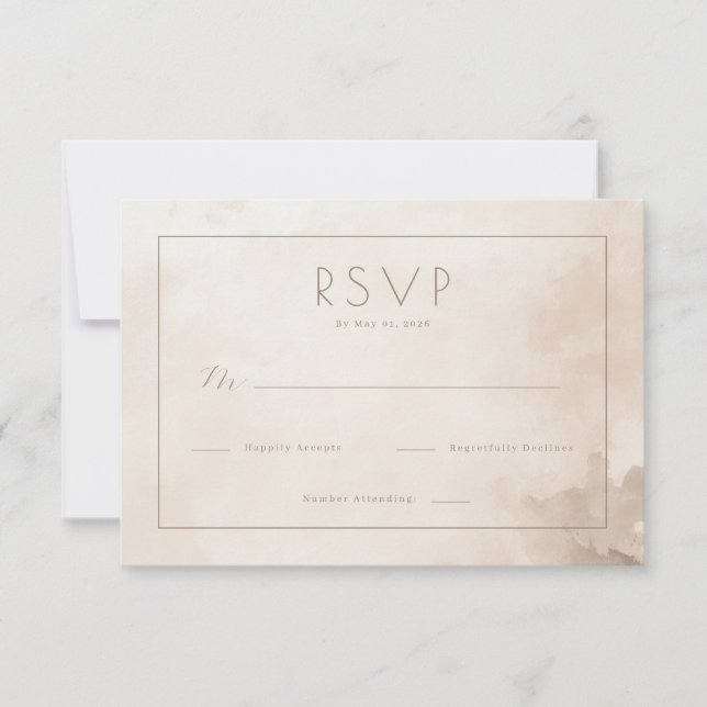 Sofistikerad Beige Akvarell RSVP OSA Kort (Framsida)