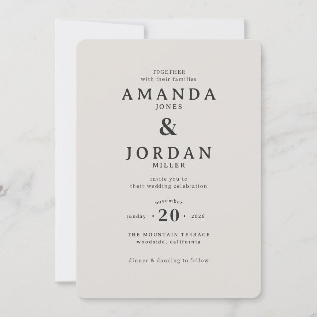 Sofistikerad Beige Typografisk Elegans Inbjudningar (Framsida)