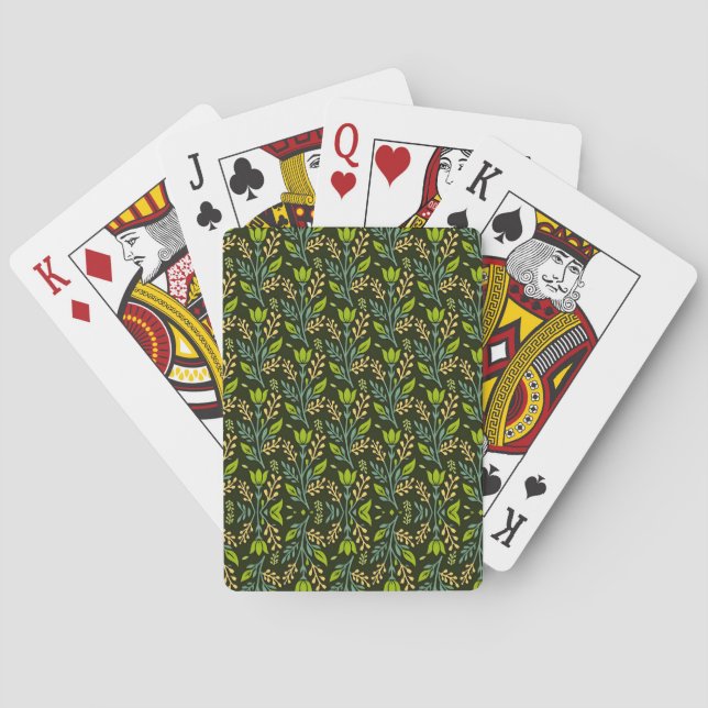 Sofistikerad blå och beige blomster Mönsterdesign  Casinokort (Baksidan)