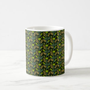 Sofistikerad blå och beige blomster Mönsterdesign Kaffemugg