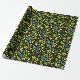 Sofistikerad blå och beige blomster Mönsterdesign  Presentpapper