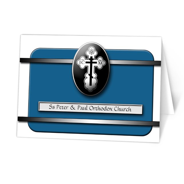 Sofistikerad blå ortodox kort (Sophisticated Blue Orthodox Card at Ammia's Orthodox Online Store on Zazzle. )