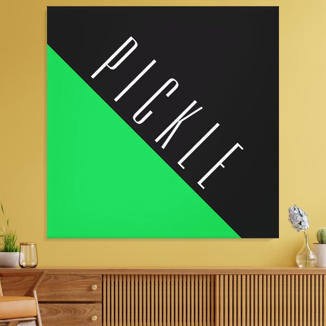 Sofistikerad Black Pickleball-motor med Grönt Canvastryck (Insitu (Vardagsrum))