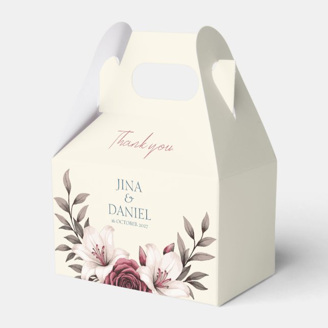 Sofistikerad Blommig Mikrobröllopssvit Presentaskar (Framsidan Sidan)