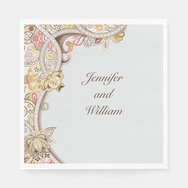 Sofistikerad Blommigt Bröllop personalisera Namn Pappersservett (Framsidan)