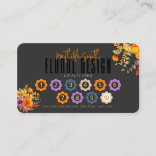 Sofistikerad blomsterdesign Svart Orange Loajalite Visitkort