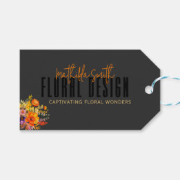 Sofistikerad blomsterdesign Svarta orange blommor Presentetikett
