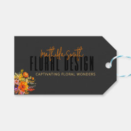 Sofistikerad blomsterdesign Svarta orange blommor Presentetikett