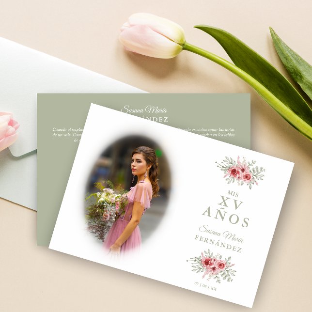 Sofistikerad blomsterkrans spansk foto Mis XV Inbjudningar (Skapare uppladdad)