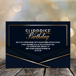 Sofistikerad Blue Guld Surprise Birthday Inbjudningar