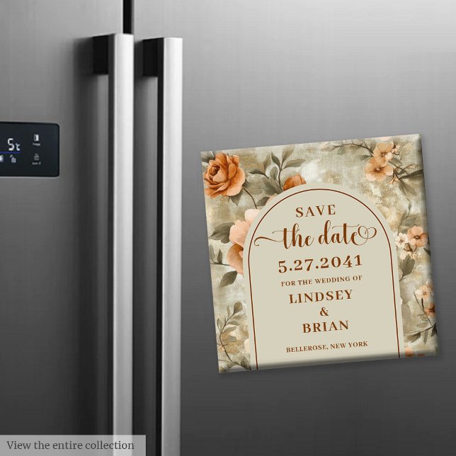 Sofistikerad Boho Neutral Elfenben Salvia Rädda Da Magnet (Sophisticated Boho Neutral Ivory Sage Save Date)