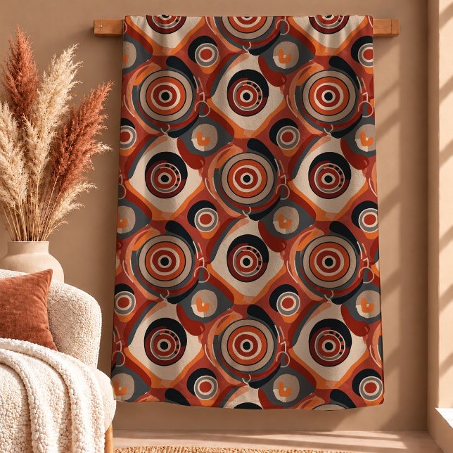 Sofistikerad bränd orange mörkbrun konstfilt fleecefilt (Sophisticated Burnt Orange Dark Brown Art Blanket)