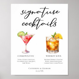Sofistikerad Bröllop Namnteckning Cocktails Menu Poster