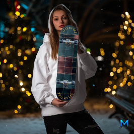 Sofistikerad burgundi och Teal Tartan Deck Mini Skateboard Bräda 18,5 Cm
