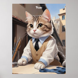 Sofistikerad Cat Architect Cat Lover Poster