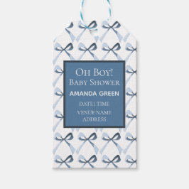 Sofistikerad coquette, Blue Bows Baby Shower Presentetikett