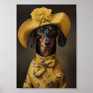 Sofistikerad Dachshund i Gult Poster