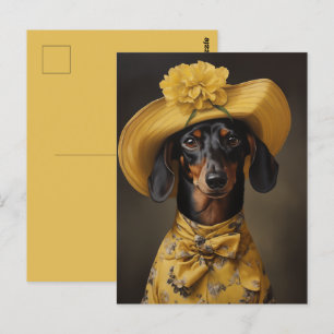 Sofistikerad Dachshund i Gult Vykort