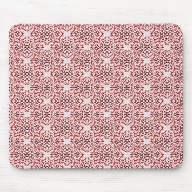 Sofistikerad Damask Mousepad, röd Musmatta (Framsidan)