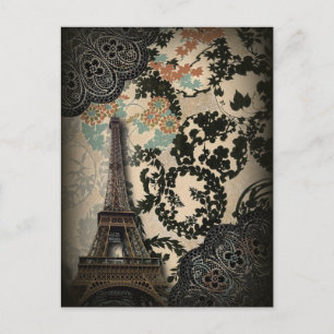 Sofistikerad damm vid Eiffel Torn Snöre Vykort