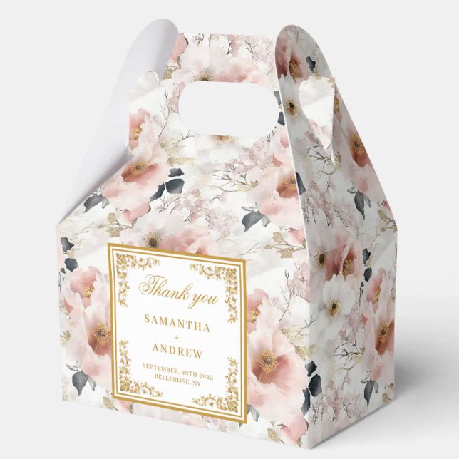 Sofistikerad dammig rosa guld bröllopsbox presentaskar (Sophisticated dusty pink gold wedding favor box)