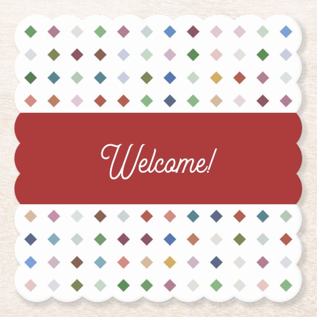 Sofistikerad Diamond Mosaic Geometric Beverage A Underlägg Papper (Framsida)