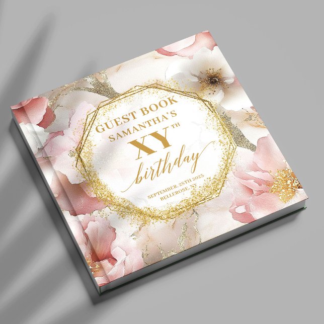 Sofistikerad Dusty Rosa Ivory Birthday Guest Bok (Sophisticated Dusty Pink Ivory Birthday Guest Book

)