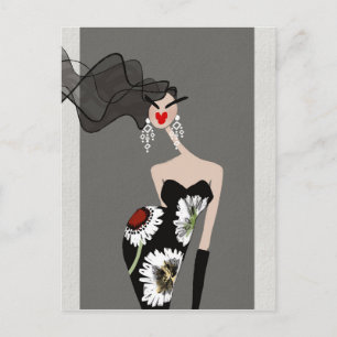 Sofistikerad Elegans Mode Illustrationskonst Vykort
