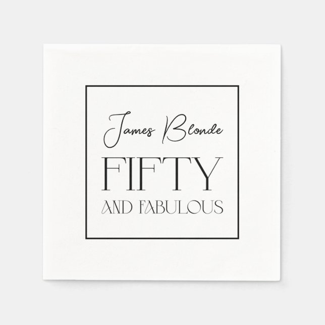 Sofistikerad Elegant 50 & Fabulous Birthday Pappersservett (Framsidan)