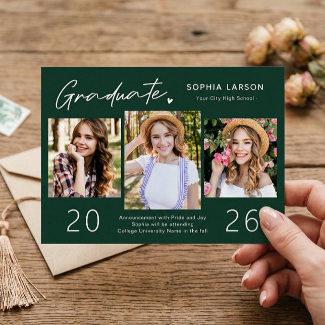 Sofistikerad Emerald 3 Photo Collage Studenten Meddelande (Skapare uppladdad)