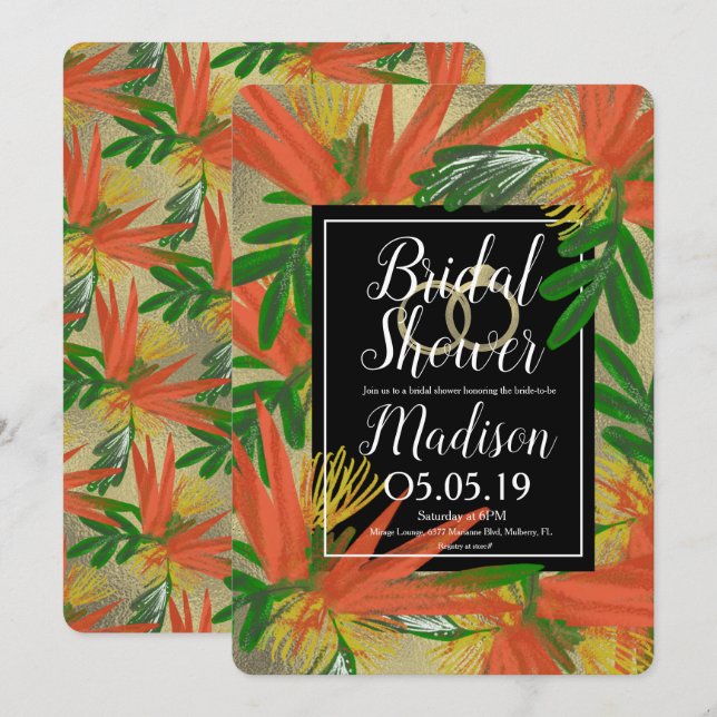 Sofistikerad fågel av Möhippan Paradise Foil Inbjudningar (Fram/baksida)