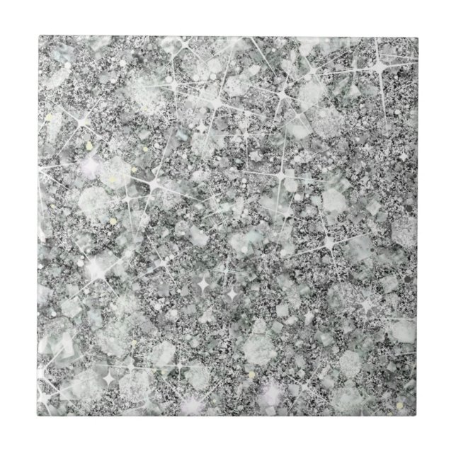 Sofistikerad Färg Faux Glitter Solid Silver Kakelplatta (Framsidan)
