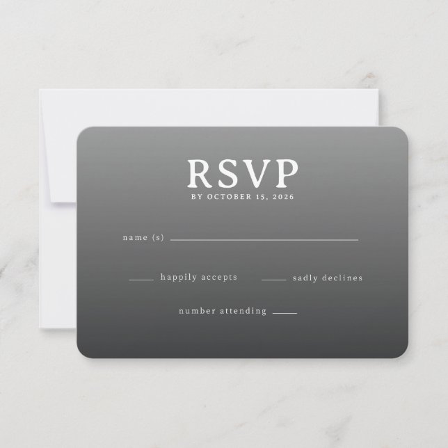 Sofistikerad Grå Minimalistisk RSVP OSA Kort (Framsida)