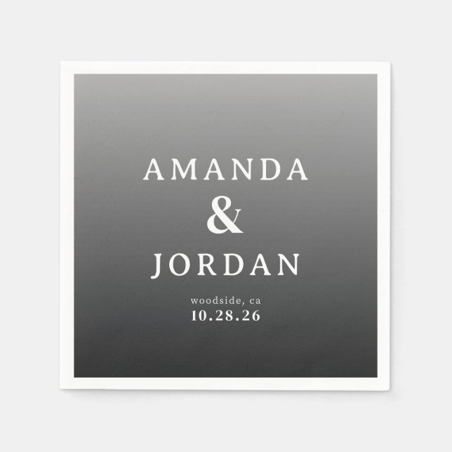 Sofistikerad grå minimalistisk typografisk pappersservett (Framsidan)