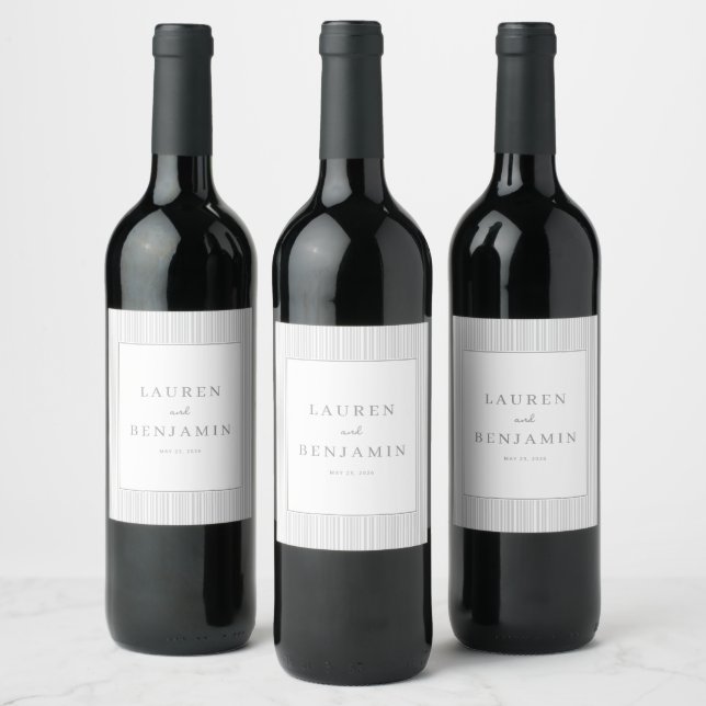 Sofistikerad grårandig minimalism vinflaska etikett (Flaskor)