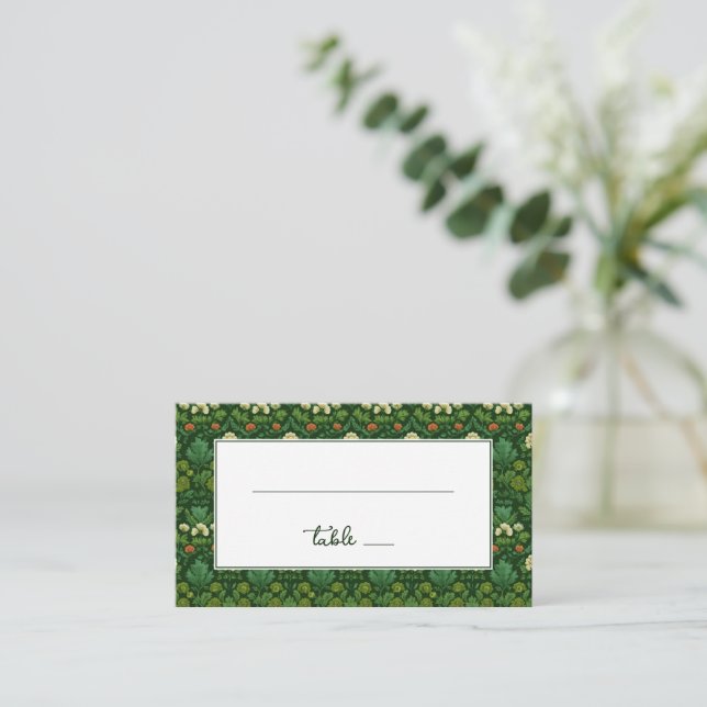 Sofistikerad grön blomsterkant placeringskort (Stående Fram)